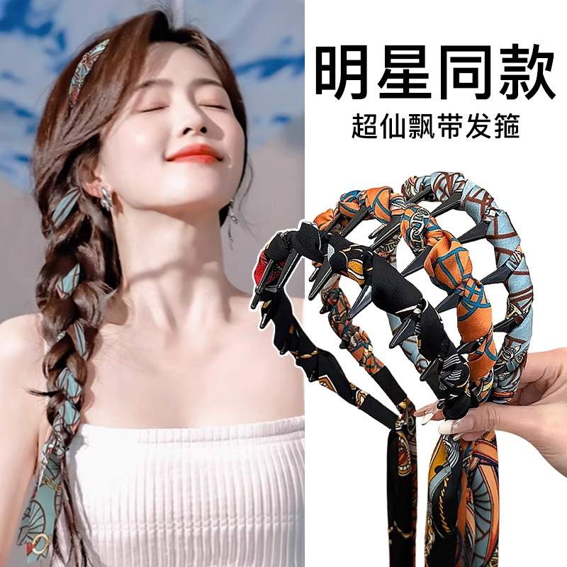 复古缎面发箍飘带发发带