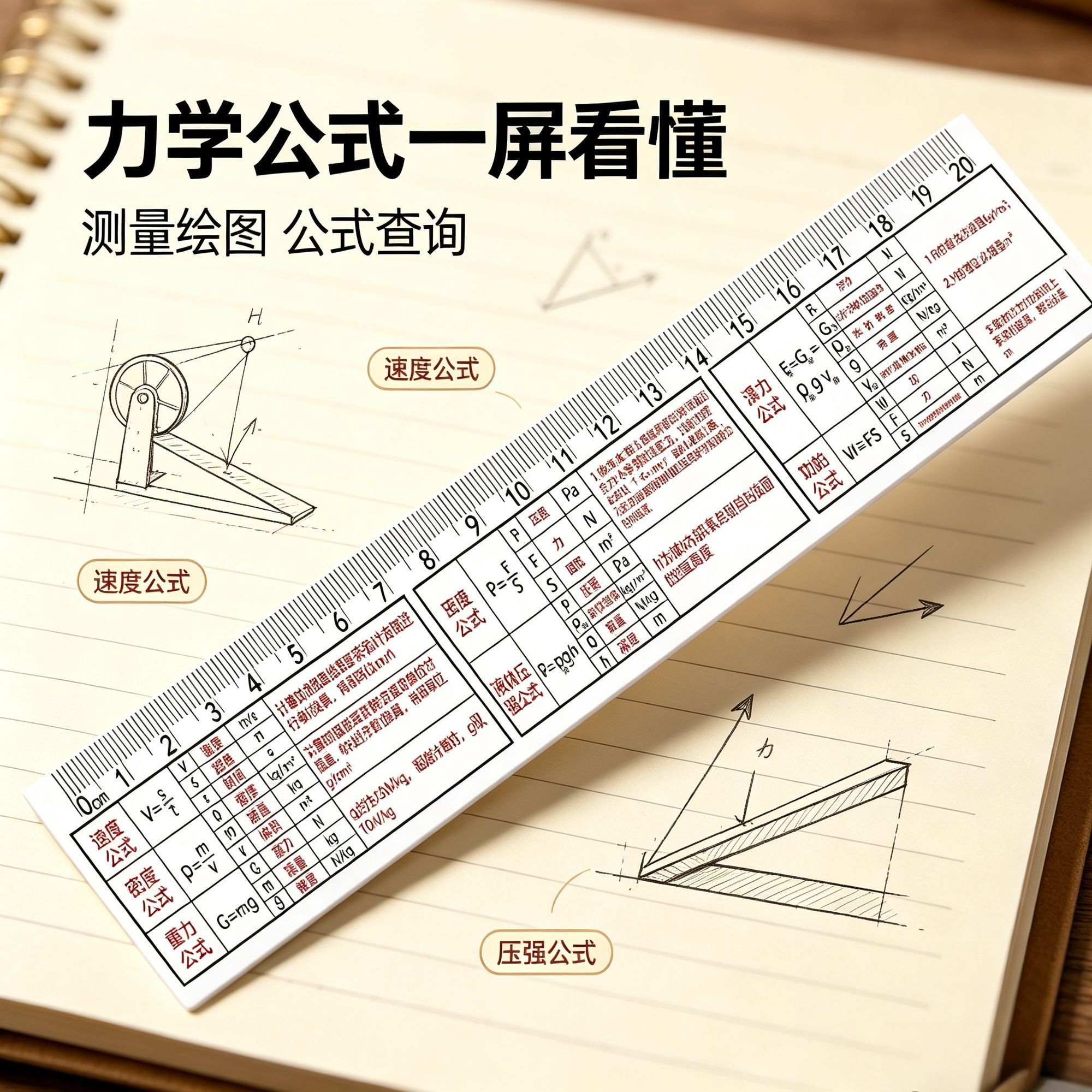 学生物理英语速记直尺