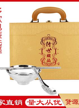 厂家直供五福临门银碗三件套镀银百福银碗三件套会销礼品大量现货