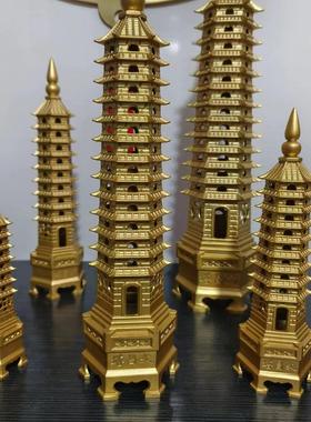 纯黄铜文昌塔摆件7层9层13层办公室书桌书房装饰品铜器工艺品