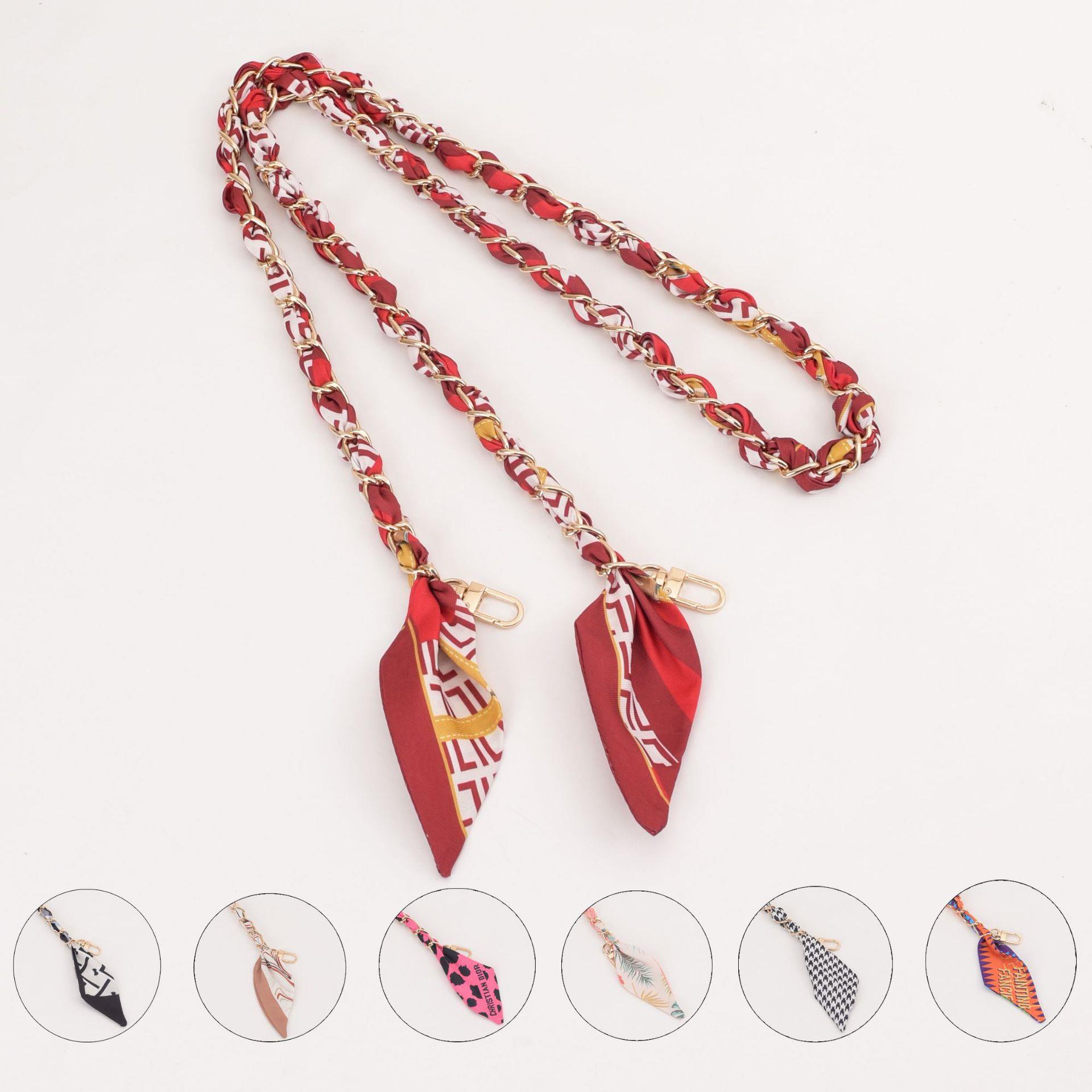 跨境斜挎手机链条丝巾编织手机挂绳吊绳链装饰挂链子手機掛繩