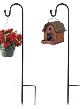 牧羊钩铁质工艺品挂钩庭院灯挂钩户外花园防锈地插杆铁钩亚马逊