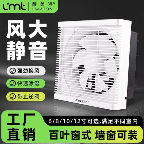 厂家直供卫生间排气扇10寸家用厨房换气扇厕所百叶窗排风扇带网