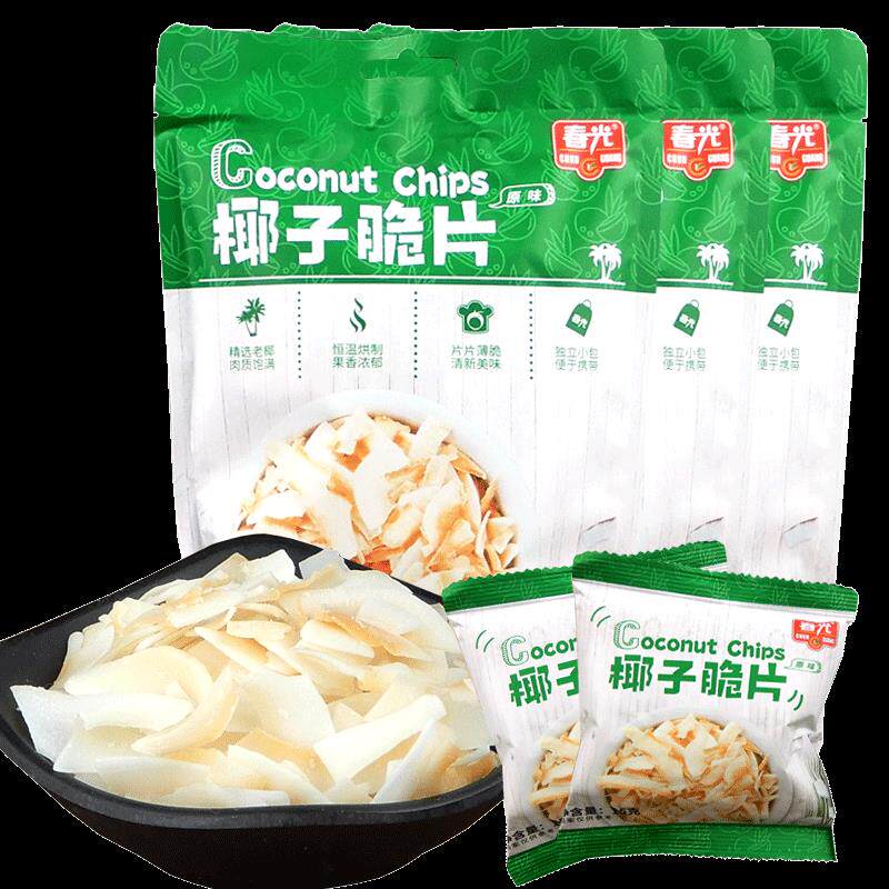 海南春光椰子脆片60gX3袋三亚特产干脆椰子片脆皮椰片椰子零食