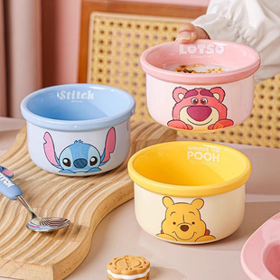 迪士尼陶瓷碗釉下彩史迪仔家用米饭碗可爱卡通小碗儿童吃饭专用碗