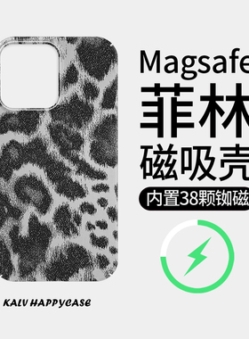 【Magsafe磁吸】欧美灰色豹纹适用于苹果17Promax手机壳iPhone16磨砂15plus全包12/11小米14pro硬壳xs保护套