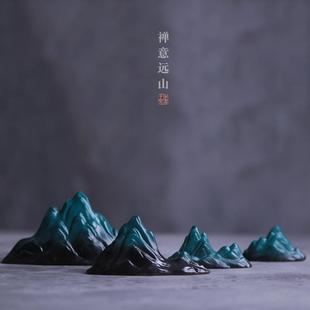 禪意陶瓷遠(yuǎn)山筆架 茶寵擺件 飾 創(chuàng)意筆擱茶具配件茶盤枯山水茶席裝