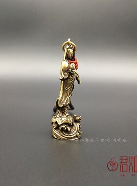 古铜佛像小寸佛随身站立莲花观音铜像不二观音小铜像侍佛