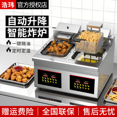 浩玮自动控温电炸锅双缸炸鸡炸串