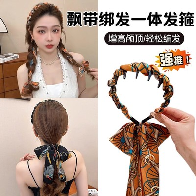 复古编发发箍女2025新款飘带发带