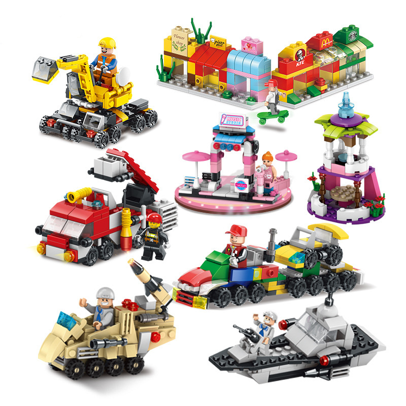 LELE BROTHER/乐乐兄弟兼容积木颗粒积木挖土机儿童汽车拼装