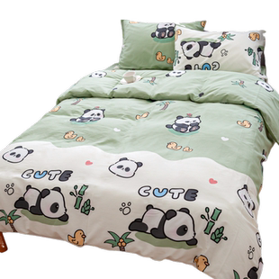 熊猫戏水丨纯棉儿童被套定制床单单件床笠全棉幼儿园褥套床上用品