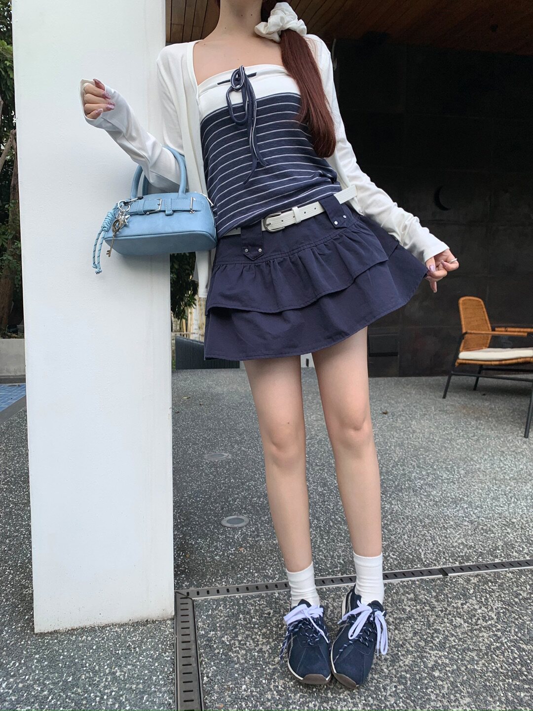 美式a字蓬蓬半身裙女春秋新款辣妹荷叶边蛋M糕裙高腰显瘦百褶短裙
