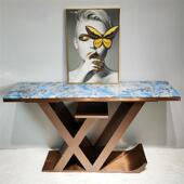 意式 饰条案端景台 轻奢玄关柜不锈钢玄关台入户靠墙大理石玄关桌装