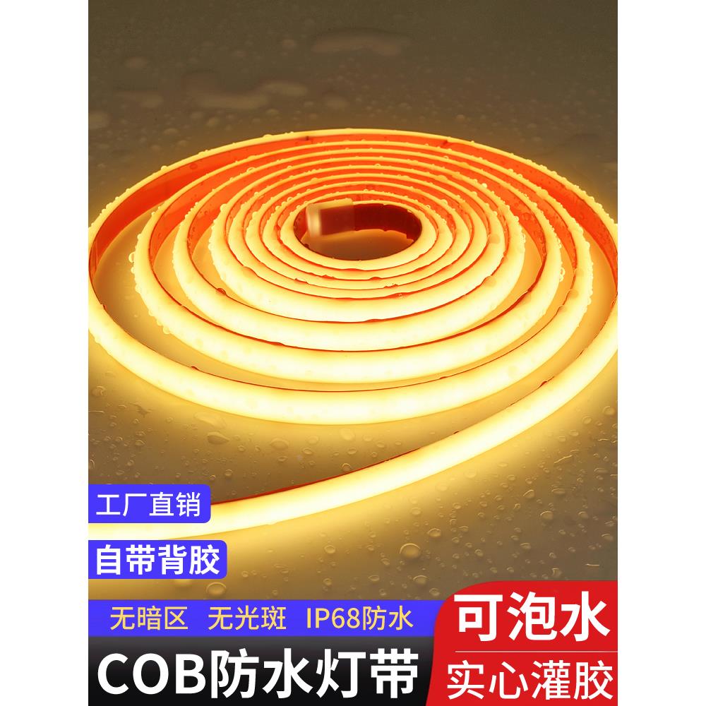 cob户外低压防水24V灯带条ip68灌胶水下亮化庭院台阶水池鱼池泳池