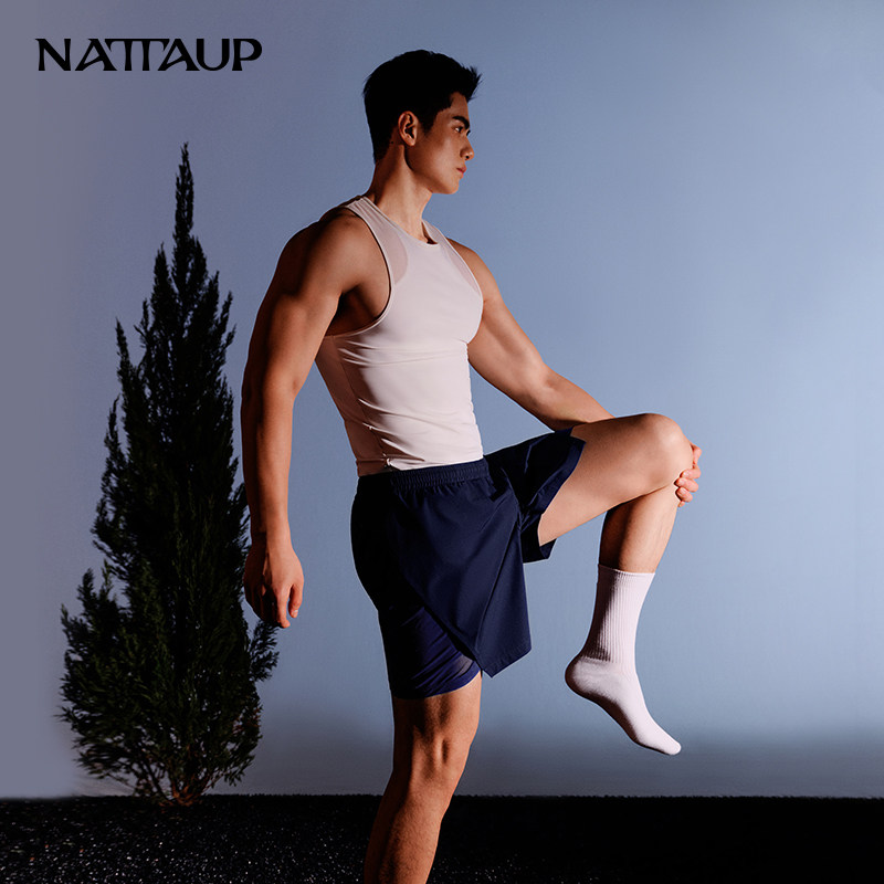 NATTAUP B系列侧开叉男士拼网运动短裤薄款透气跑步健身穿搭训练
