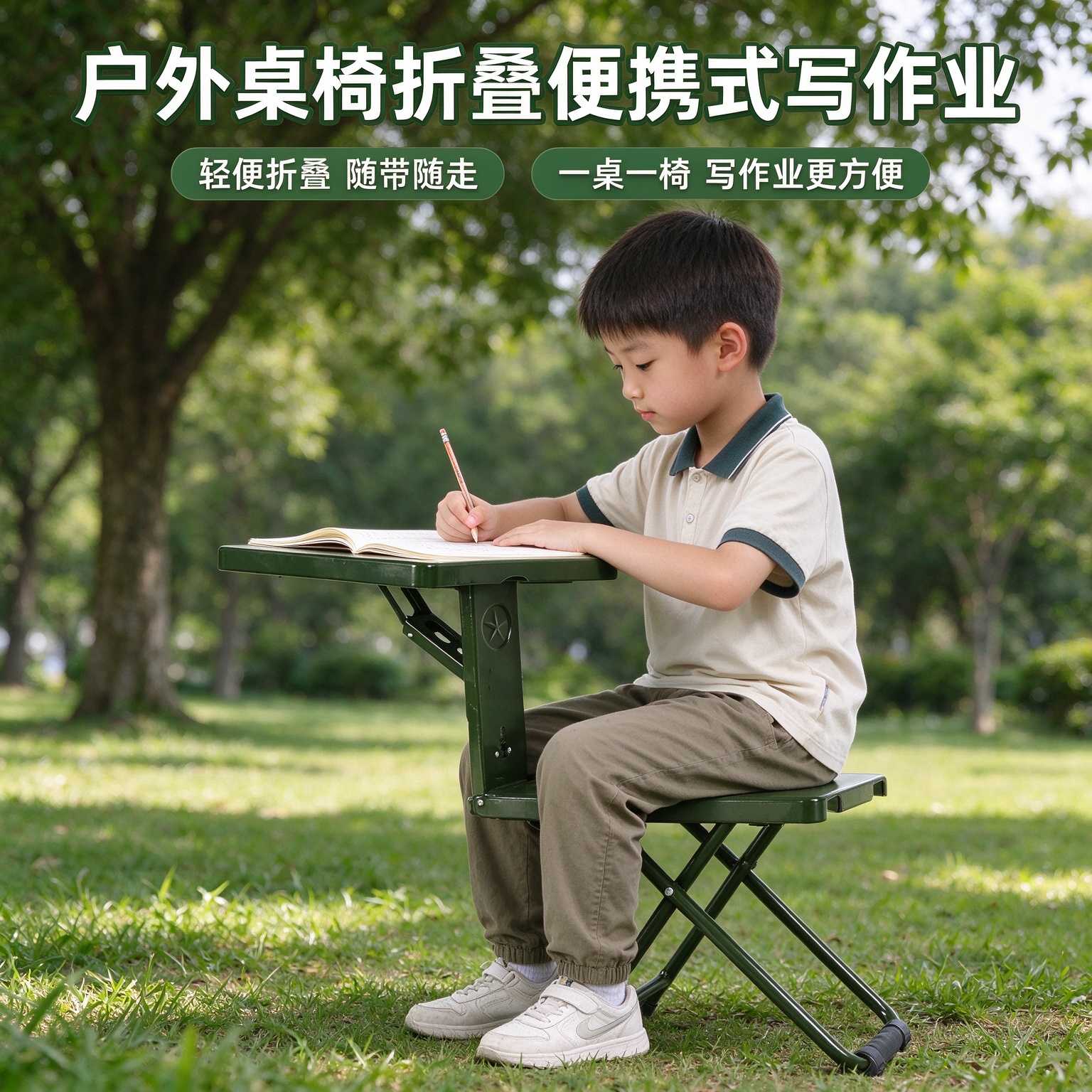 户外桌椅折叠便携式写作业多功能折叠凳士兵写字椅两用士兵凳多用