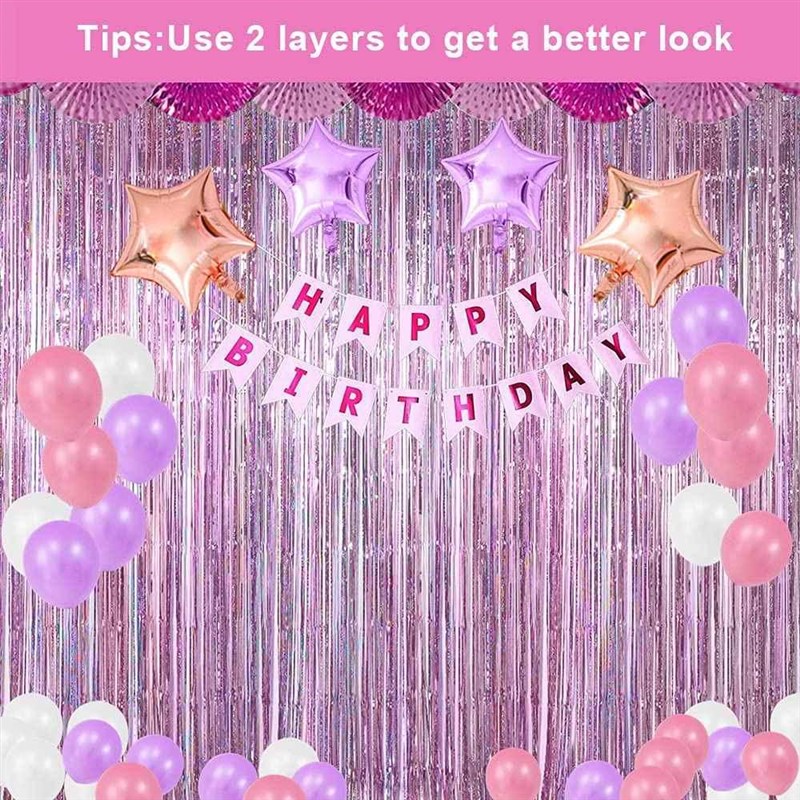 Gold Foil Curtain Fringe Pink FoDr Backdrop Party Back Drop