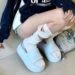 防臭新款 拖鞋 外穿6cm厚底增高一字拖凉鞋 女款 沙滩女士EVA凉拖 夏季