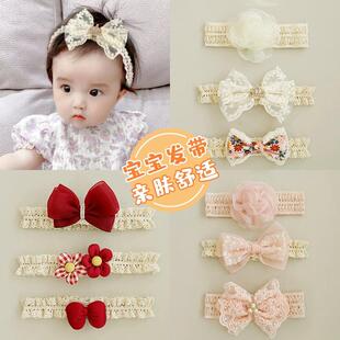 儿童甜美蝴蝶结发带2025新款女童超萌发箍婴幼儿护囟门帽可爱胎帽