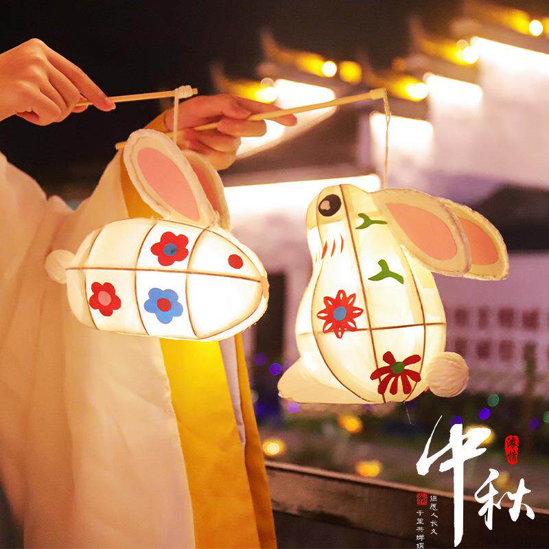 新年兔子灯儿童diy材料手提发光灯笼立体手工花灯元宵舞龙灯