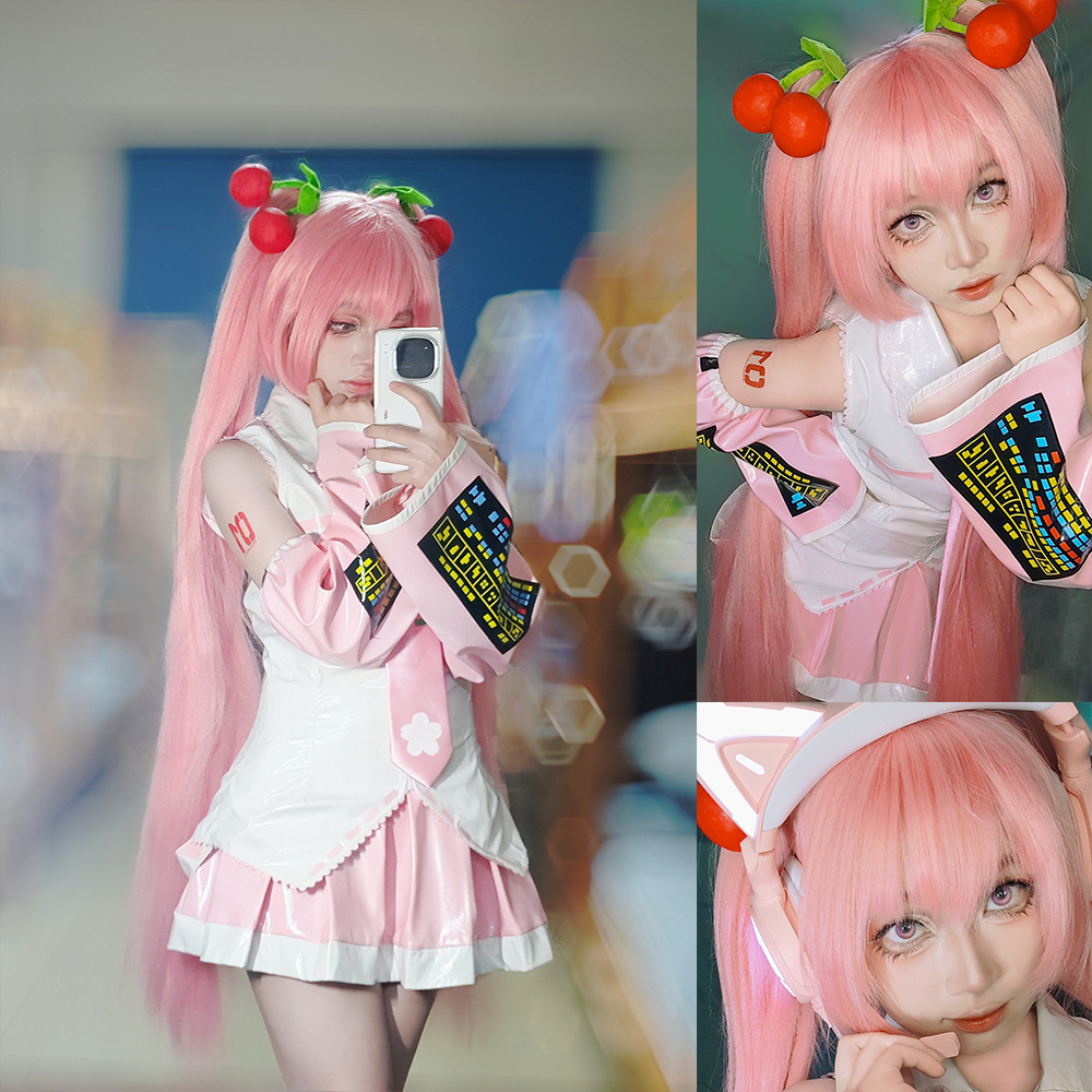 初音未来cos服粉漆皮樱花初音未来常服樱c服套装cosplay漫展动漫