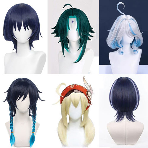 原神夜叉魈 散兵 芙宁娜 温蒂 可莉cos装扮cosplay假发厂家直销