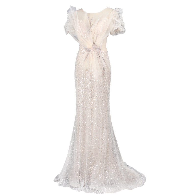 快速发货礼服裙气质梦幻s闪闪亮片泡泡袖鱼尾仙女显瘦主持人摄影,女装/女士精品,礼服/晚装,淘宝优惠券,粉丝福利购,淘宝优惠卷