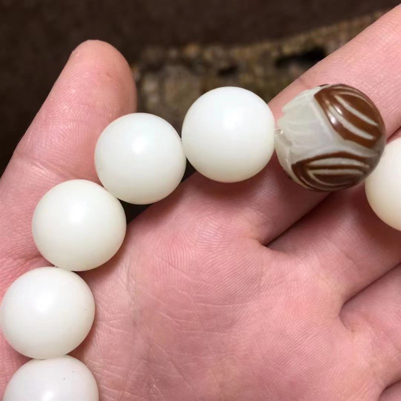现货速发白玉菩提手串男盘玩绕指柔菩提根手链子文玩佛珠莲花菩提