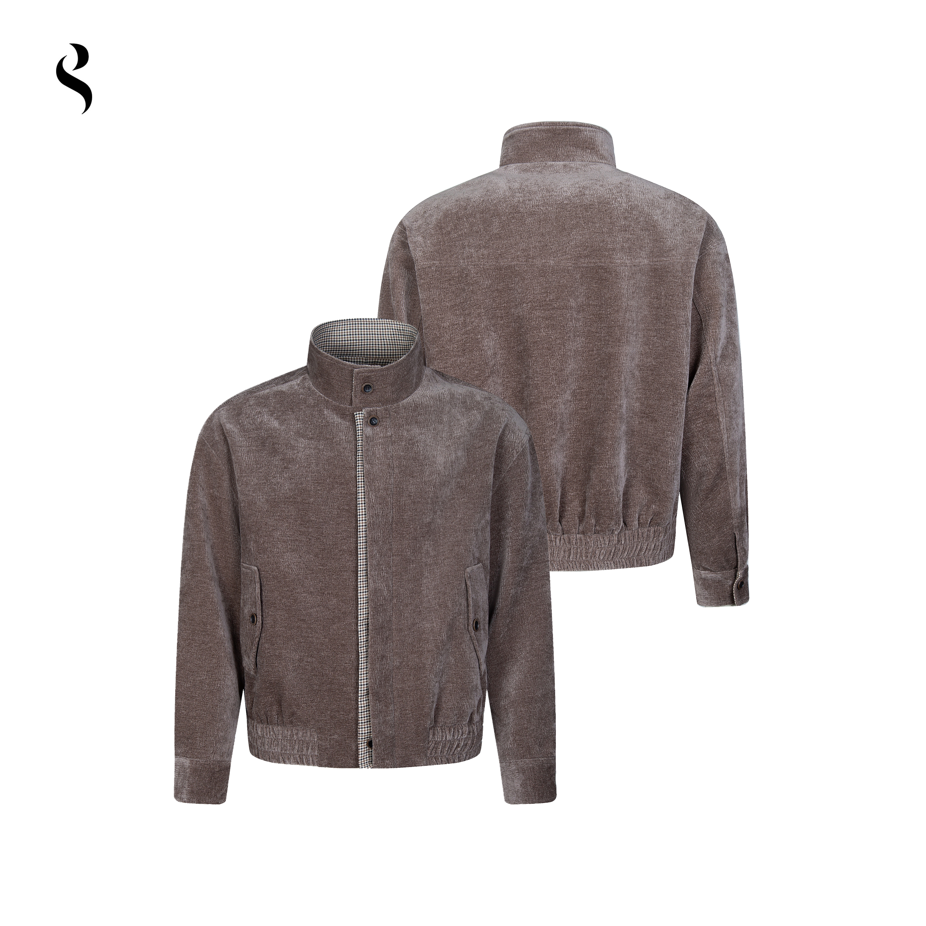 Succinct“铜”铜氨树纹肌理千鸟格哈灵顿夹克秋冬老钱风外套