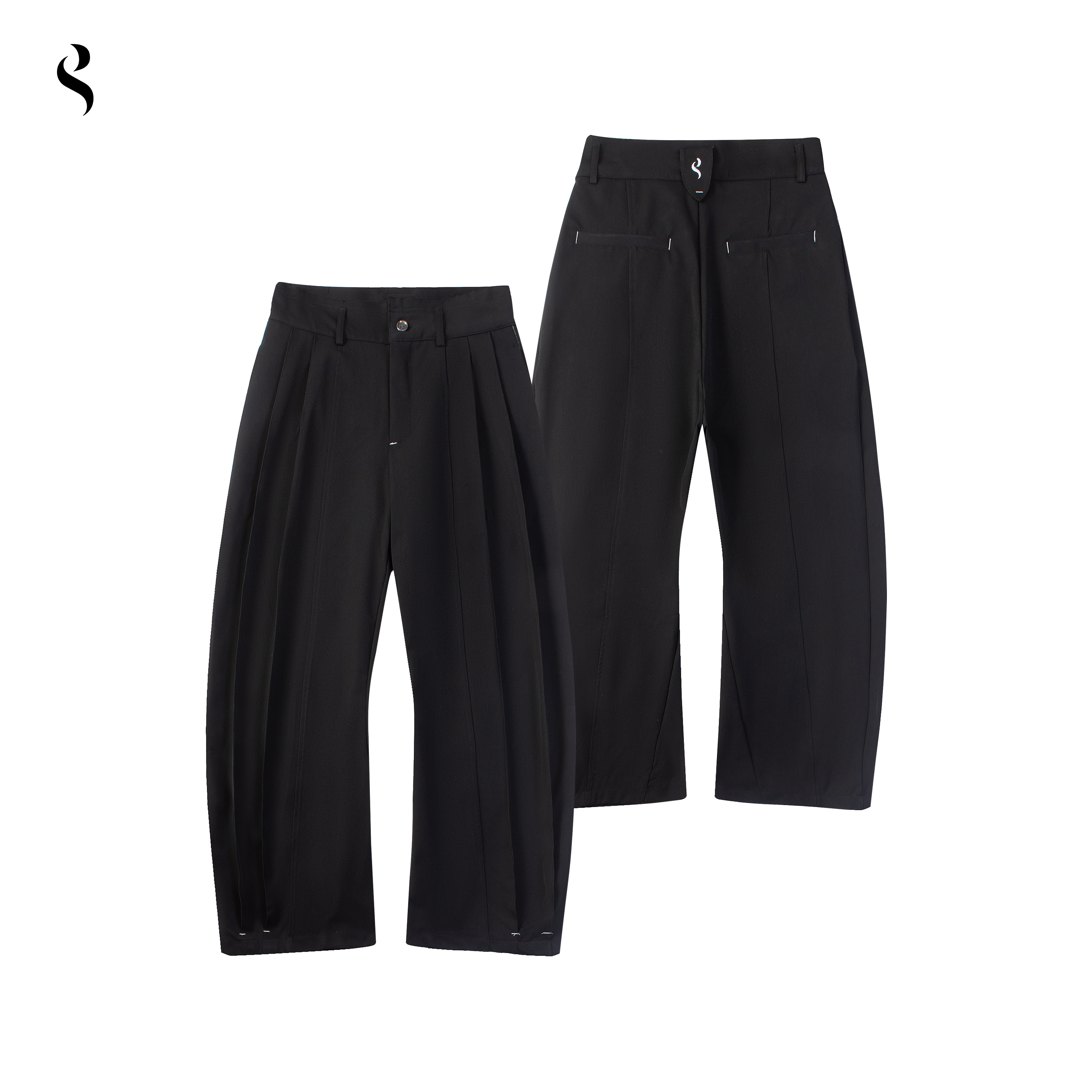 Succinct“裂”弧形毛腰弯刀剑道摺位廓形西裤阔腿垂坠秋冬长裤