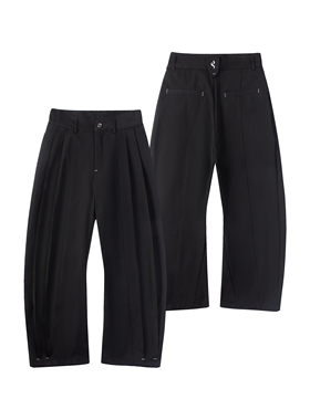 Succinct“裂”弧形毛腰弯刀剑道摺位廓形西裤阔腿垂坠秋冬长裤