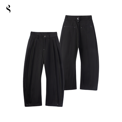 Succinct“裂”弧形毛腰弯刀剑道摺位廓形西裤阔腿垂坠秋冬长裤