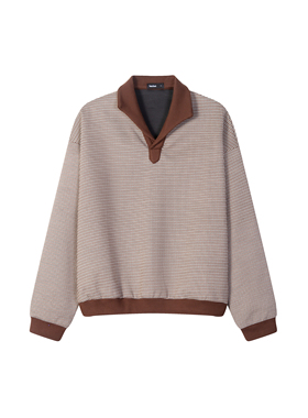 Succinct“荨”千鸟格罗马领法式短款宽松套头卫衣秋冬老钱风长袖