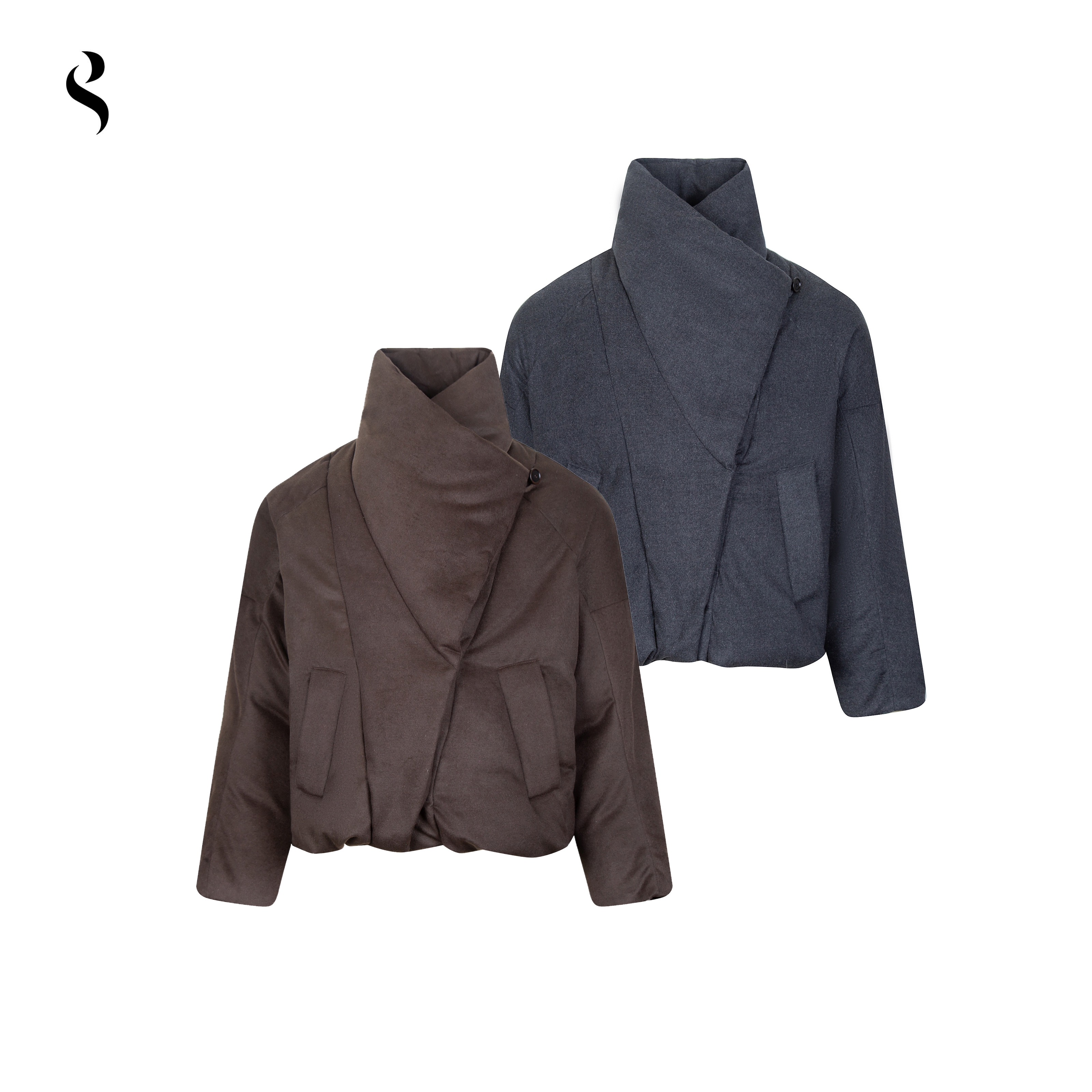 Succinct“楔”羊毛菱形道袍90白鸭绒高充绒量短款羽绒服秋冬外套