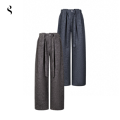 秋冬褶皱A字腰带廓形西裤 羊毛花纱重磅700g厚款 淞 Succinct