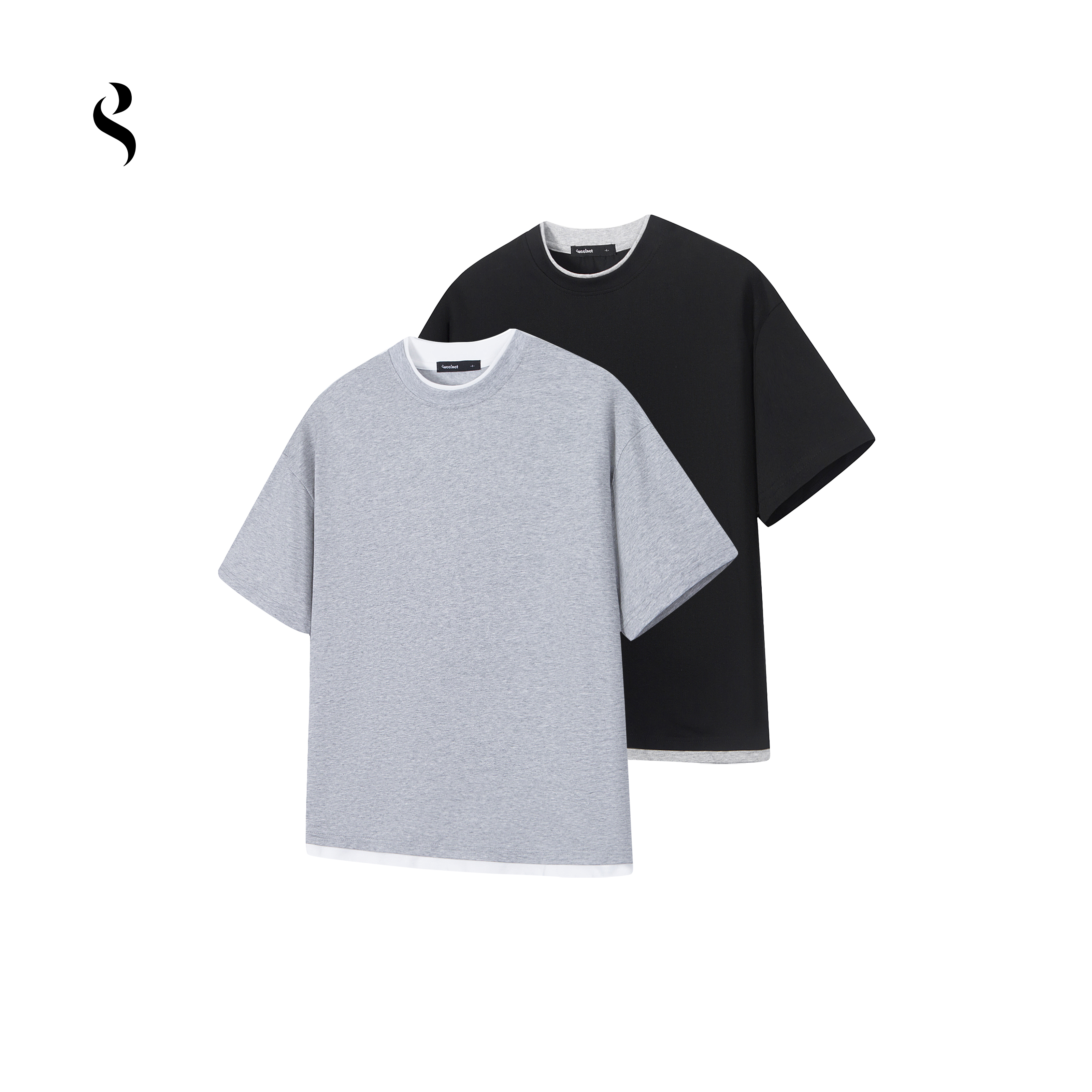 Succinct“内外”索罗娜抗皱凉感250g小领口cleanfit圆领拼接短袖