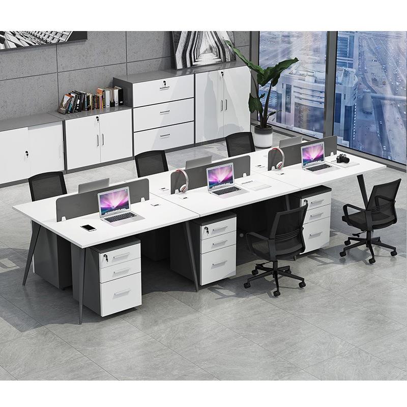 职员办公桌 简约现代4人广位办公家922州工作具位员工桌屏风办公