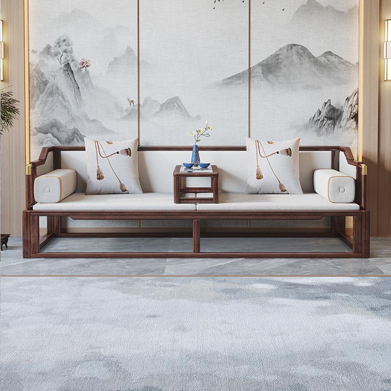 新H806#中式沙实木罗汉床意乌金木发大户型现代简约多功能禅客厅