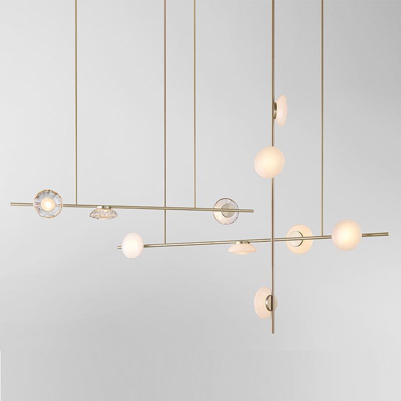 代轻奢餐厅师玻璃fge52210三吊灯北欧简约吧台样板现房头卧室床头