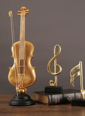 欧式复古小提琴乐器模型萨克斯桌面摆件家居店面橱窗陈列装饰摆设