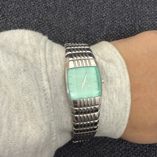 Awasteoftime浪费时间 绿色vintage中古手表大表盘金属简约手表