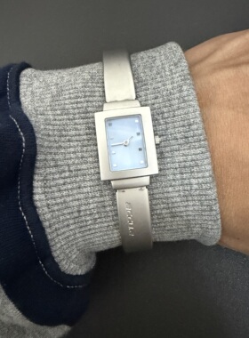 Awasteoftime浪费时间 蓝色极简中古手表vintage小众设计方形腕表