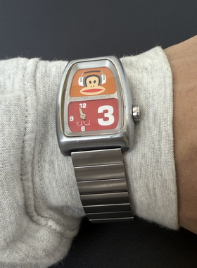 Awasteoftime浪费时间y2k大嘴猴中古手表复古竹节表带石英手表