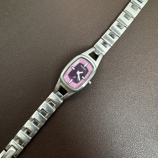 Awateoftime浪费时间 中古手表小众简约粉色方形金属表带石英手表