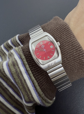 Awasteoftime浪费时间 中古手表小众红色复古vintage金属腕表手表