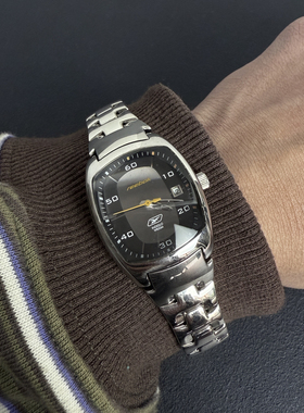 Awateoftime浪费时间 黑色中古手表y2k金属表带个性复古石英手表