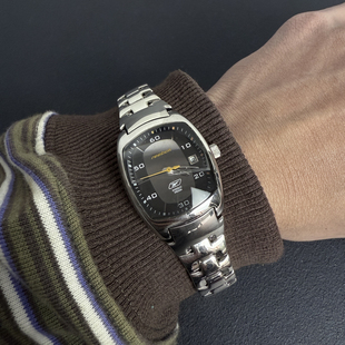 Awateoftime浪费时间 黑色中古手表y2k金属表带个性复古石英手表