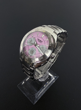 Awateoftime浪费时间 中古手表小众复古粉色分区金属腕表石英手表