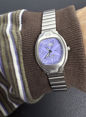 Awasteoftime浪费时间 小众紫色中古手表花朵vintage金属石英手表